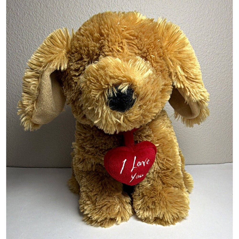 Chrisha Brown Dog Plush Stuffed Animal I Love You Heart Retired Valentines 10”